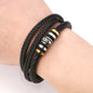 "Aan mijn zoon" - Gevlochten roestvrijstalen lederen armband